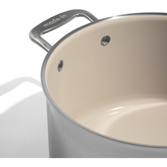 Made In Cookware - 8 QT Ceramic Non Stick Stock Pot with Lid - 5-Ply Stainless Clad with Stay-Cool Handle - Professional Cookware - Crafted in Italy - Induction Compatible